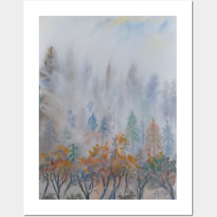 A foggy autumn landscape Posters and Art